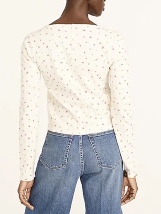 J.CREW SCOOPNECK RIBBED CARDIGAN TOP IN ROSEBUD PRINT - Picture 3 of 4